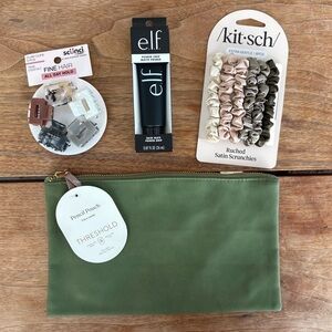 Stuffed Makeup Pouch $60 Value with Threshold, ELF, Kitsch, and Scunci